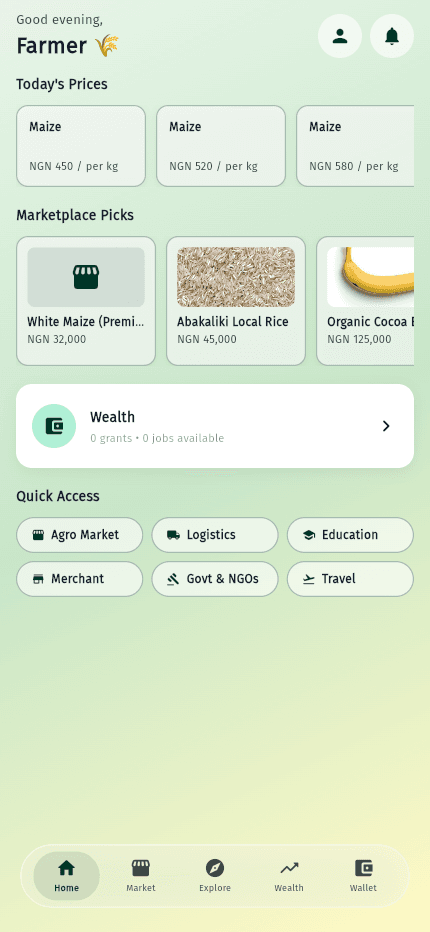 GoGo App Home Screen